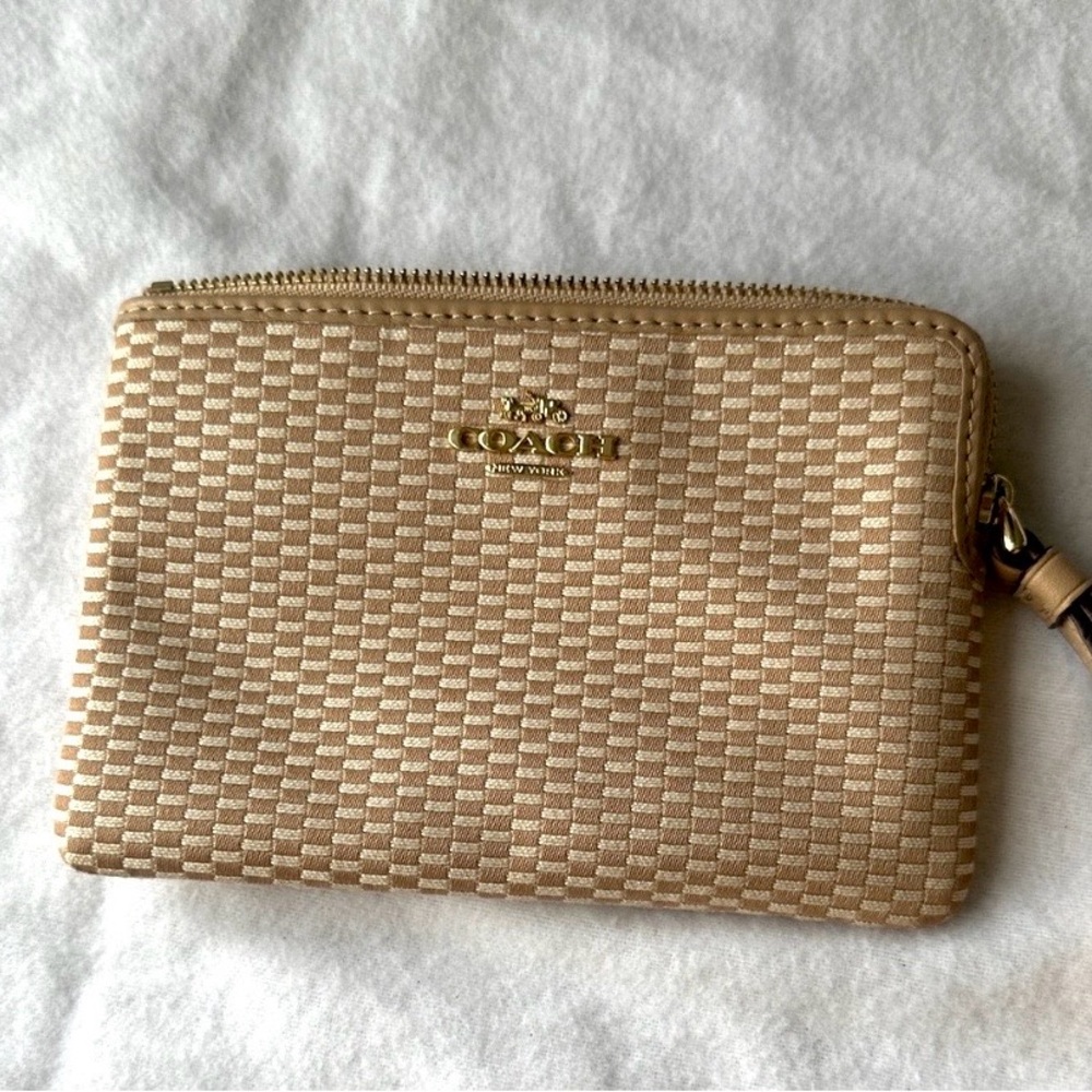 Coach Gold Woven Wristlet Clutch